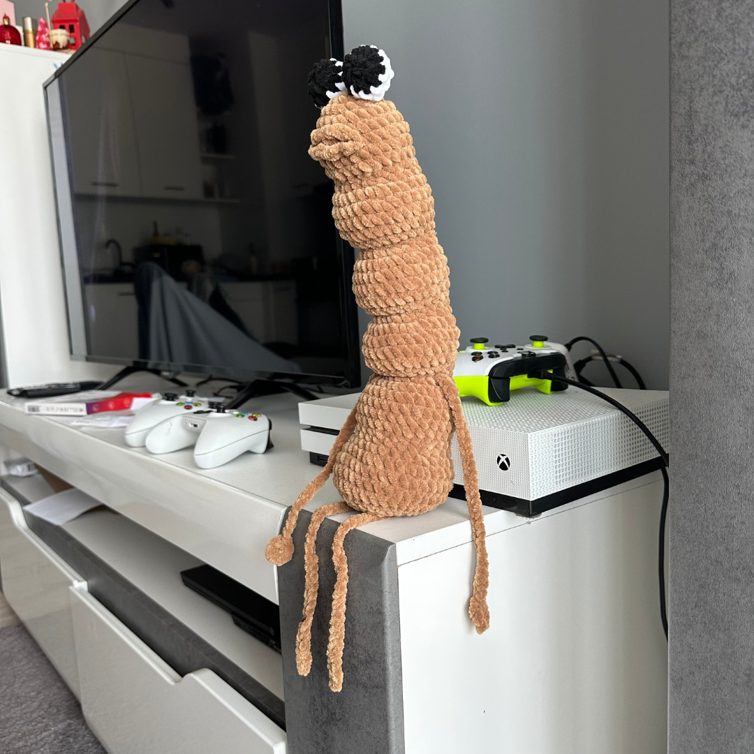 Marcus The Worm Crochet Plushie | Finished Product