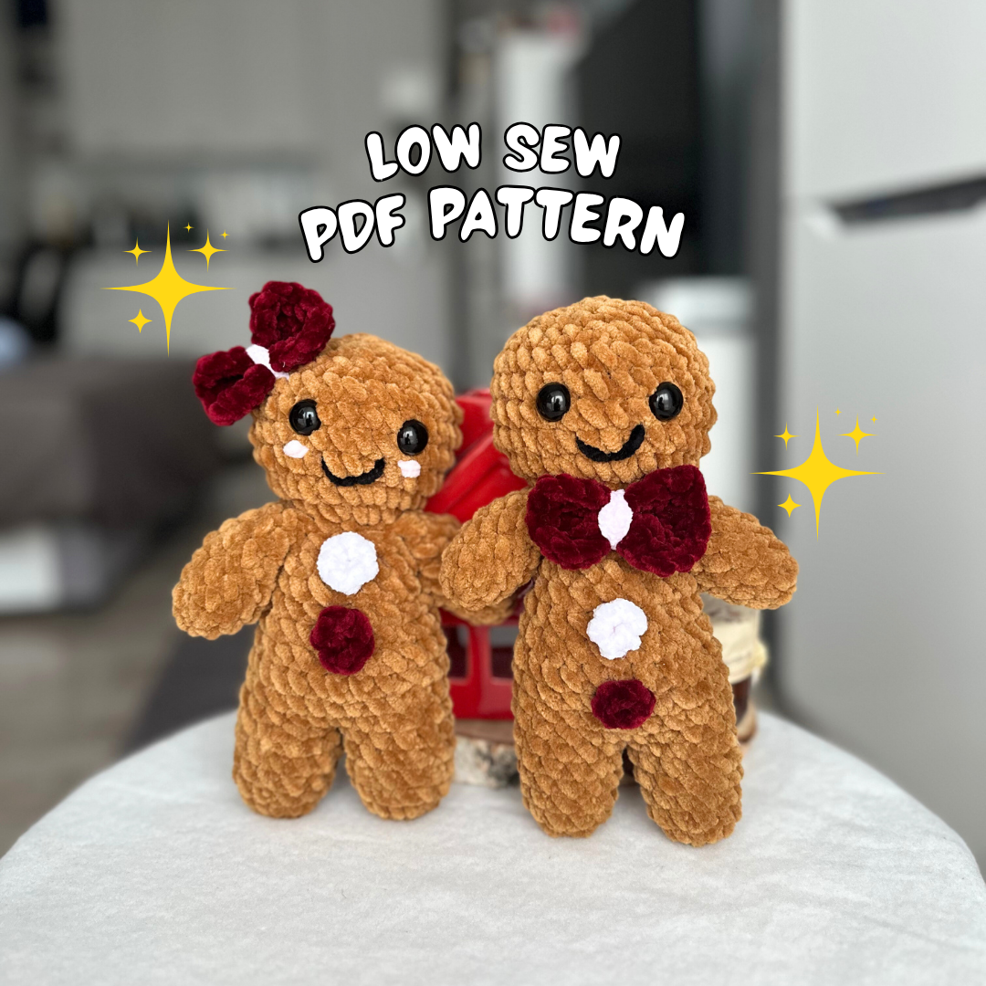 Gingerbread Couple Crochet Pattern Low-Sew in English | Gingerbread Man and Woman | Crochet Christmas |