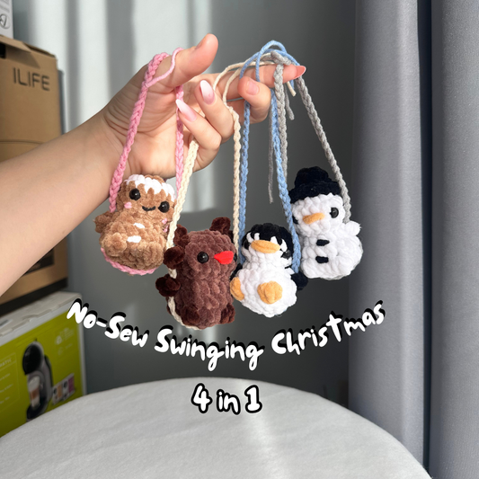 4 in 1No-Sew Crochet Pattern Swinging Christmas Team