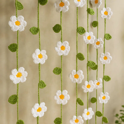 No Sew Flower Garland Crochet Pattern in English | Daisy Flower Curtain